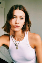 Load image into Gallery viewer, Golden Line Ribbed Top // White
