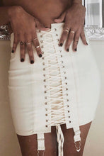 Load image into Gallery viewer, Capture A Mood Lace-Up Mini Skirt // Cream

